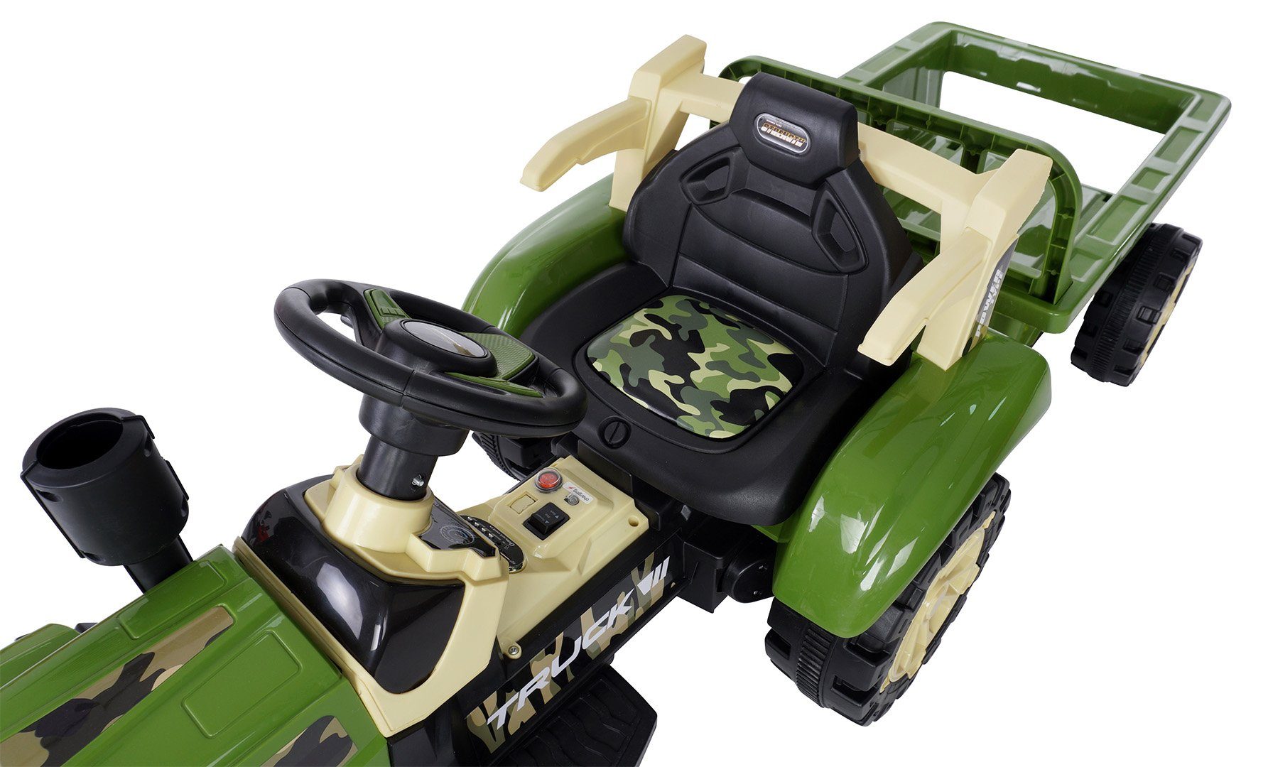 Actionbikes Motors electric children's tractor children's electric tractor with trailer vehicle incl. remote control, load capacity 30 kg, (2-part), 30 kg payload - automatic brake - 2x 6 V motor - from 3 years