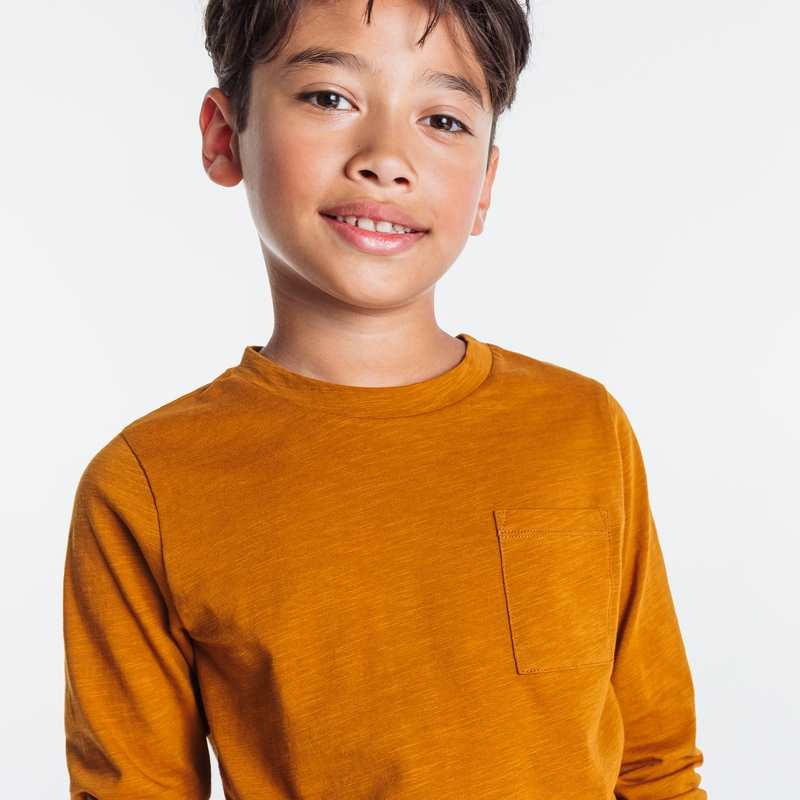 T-shirt uni en coton orange garçon
