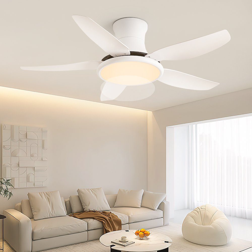 Euroton Deckenventilator Deckenventilator LED Beleuchtung 6 Geschwindigkeiten timer 2 Stunden