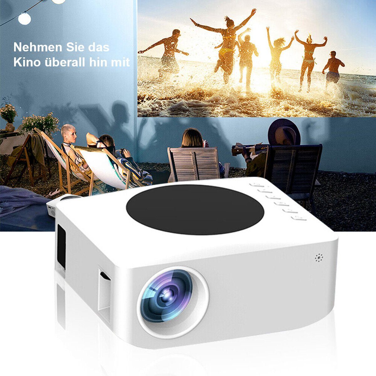 Yoyaxi 8000LM WLAN-Projektor, kabellos, Heimkino, Kino, Film, USB, HDMI, AV Portabler Projektor (Kabelloser 200-Zoll-Großbildschirm, 8000 LM hohe Helligkeit)
