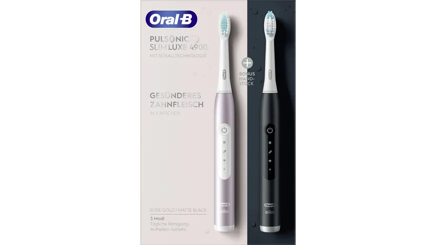 Oral-B Elektrische Zahnbürste Pulsonic Slim Luxe 4900 Schwarz/Rosegold mit 2. Handstück