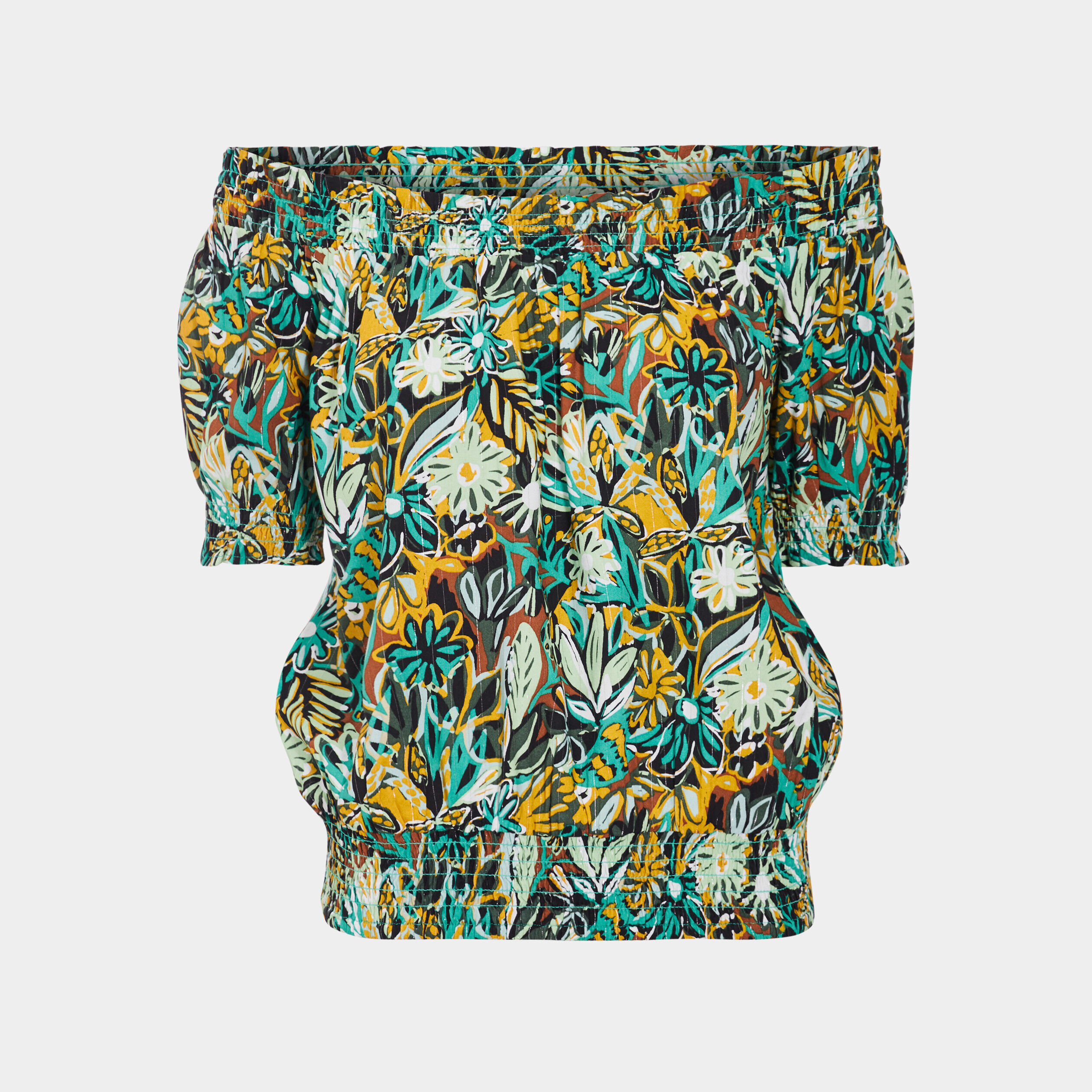 Blouse col bardot jaune foncé femme | Cache Cache