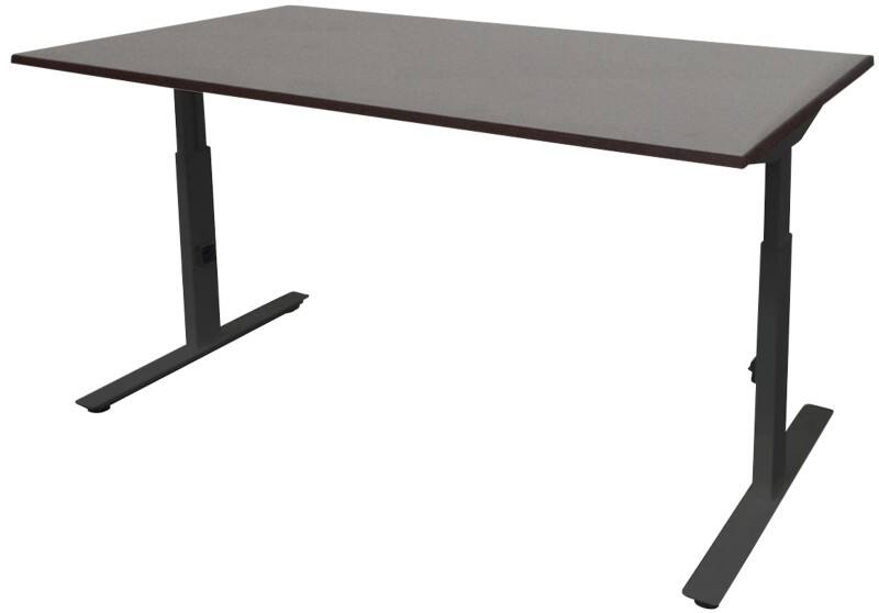 Schaffenburg Höhenverstellbar Sitz-Stehschreibtisch Rechteckig Eiche Holz Schwarz T-Fuß 1.400 x 800 x 855 mm