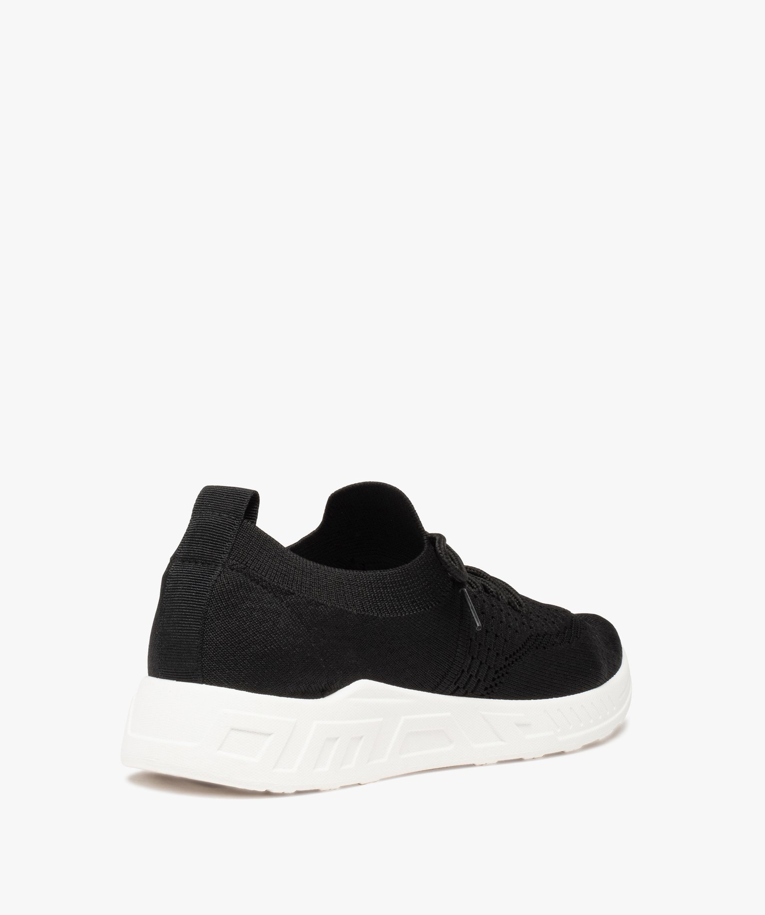 Baskets femme en maille unie avec lacets noir | GEMO