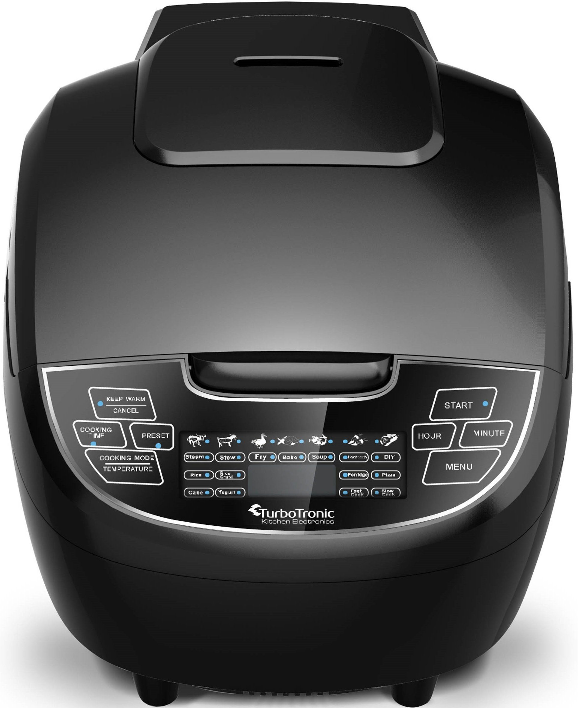TurboTronic by Z-Line Multikocher 5 Liter Dampfgarer, japanischer Reiskocher Slowcooker mit Timer, 860 W, Schwarz Digital für Milchreis Multivarka Schongarer