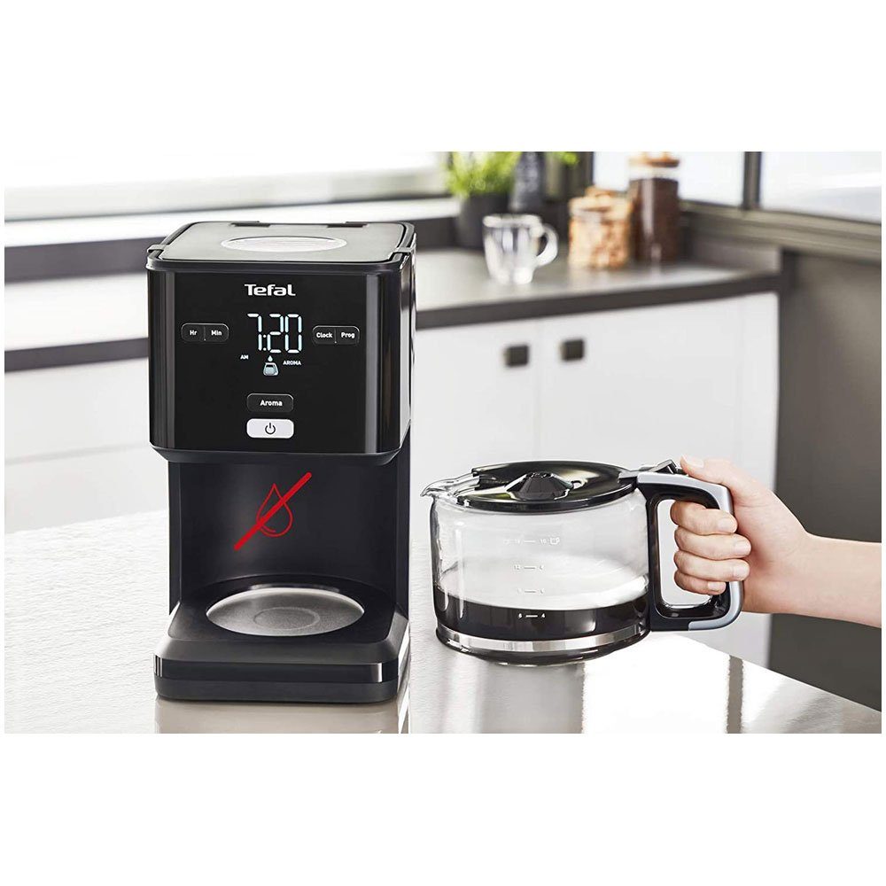 Tefal Filterkaffeemaschine CM600810, 1.25l Kaffeekanne, 24h-Timer, Digitales LCD-Display, Aroma-Funktion, Warmhalte-Funktion