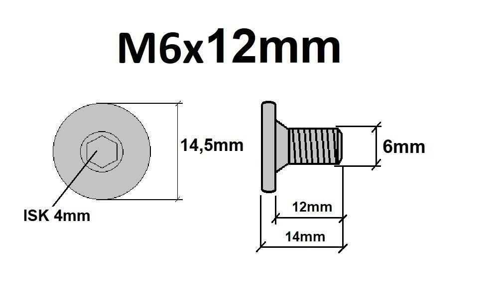 Prima-Online Schraube Flachkopfschrauben Möbelschrauben Möbelverbinder M6 ISK 4mm Typ KF