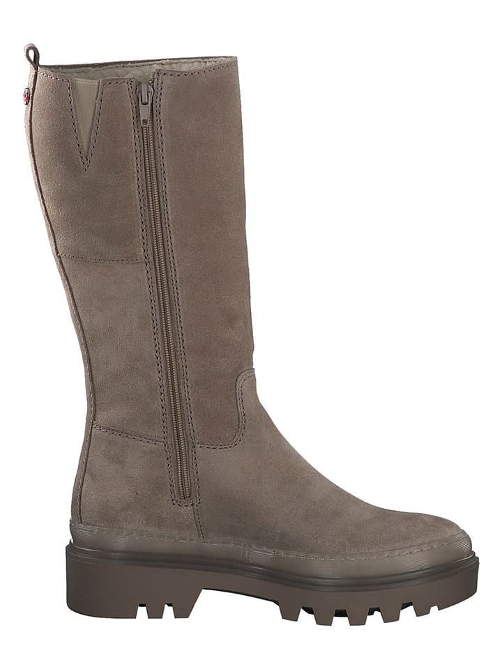 s.Oliver Leder-Stiefel in Taupe günstig kaufen