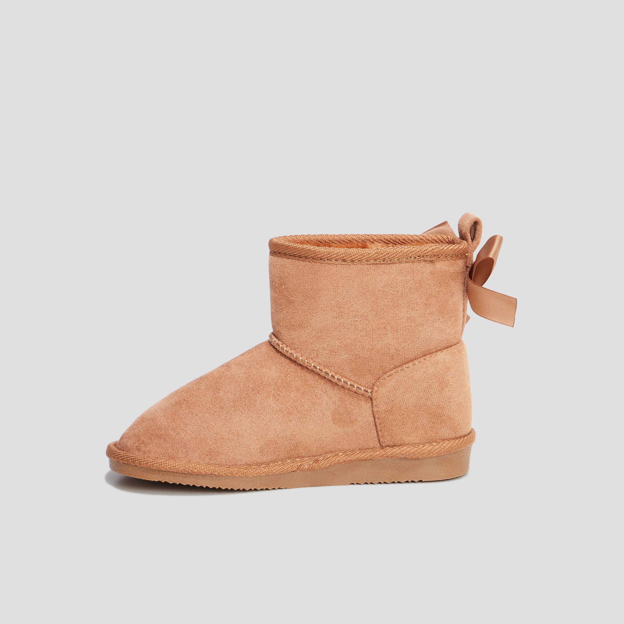 Bottines fourrées avec noeud camel fille | La Halle