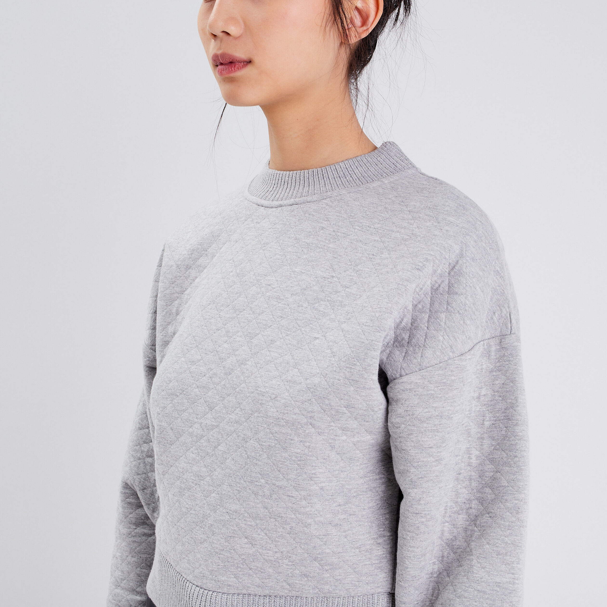 Sweat matelassé gris clair femme | Cache Cache
