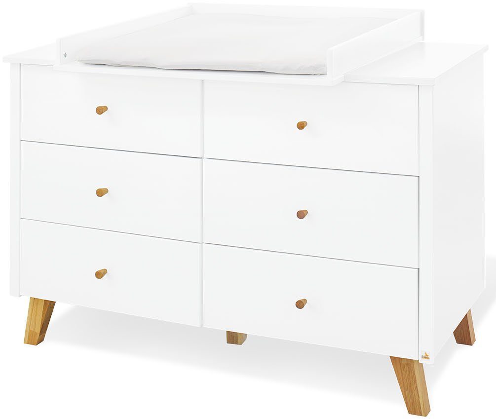 Pinolino® Babyzimmer-Komplettset Hilda & Pan, (Set, 3-St., Hausbett, Wickelkommode, Kleiderschrank), extrabreit; mit Hausbett, Wickelkommode & 2-trg. Kleiderschrank