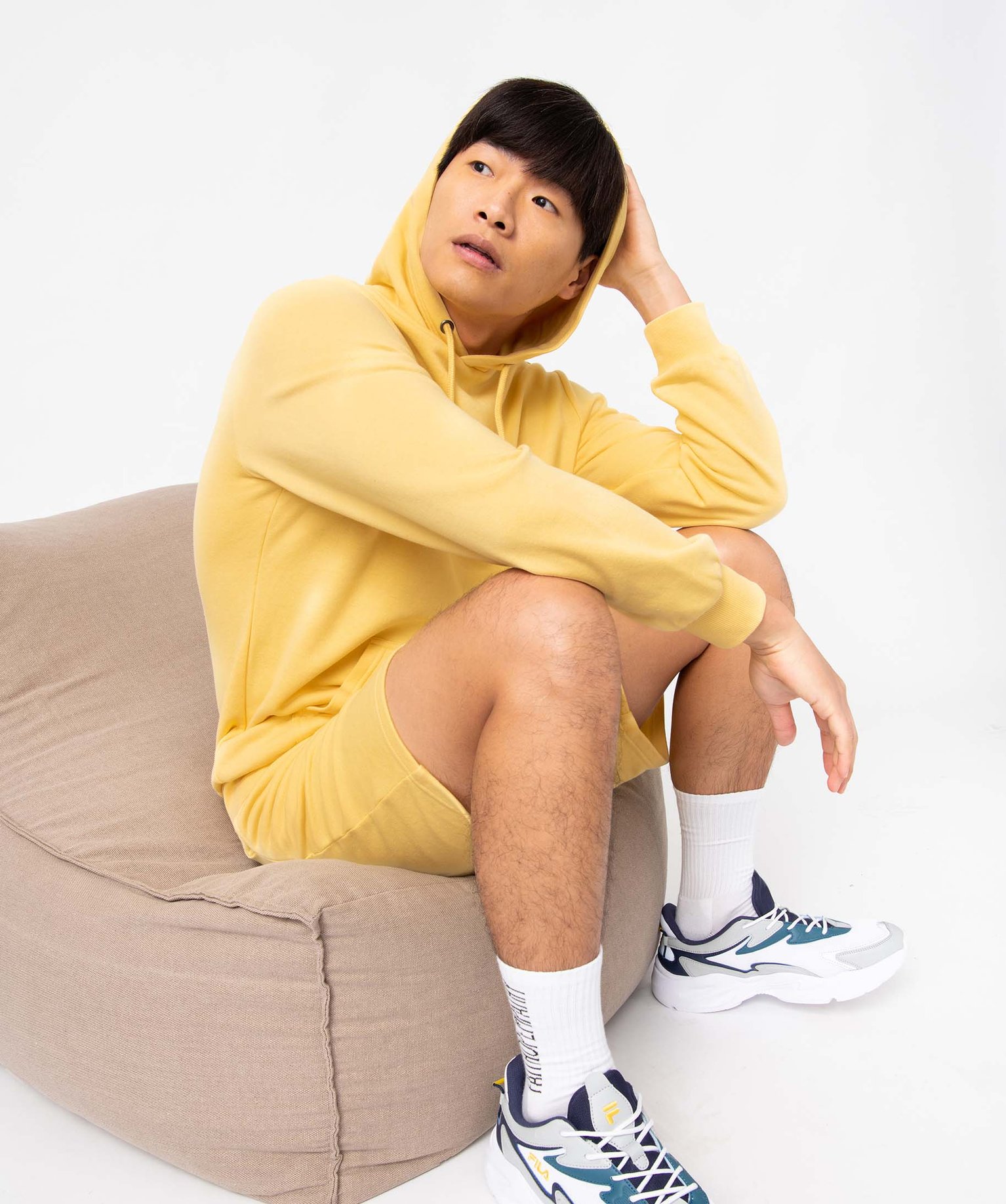 Sweat homme à capuche non molletonné jaune | GEMO