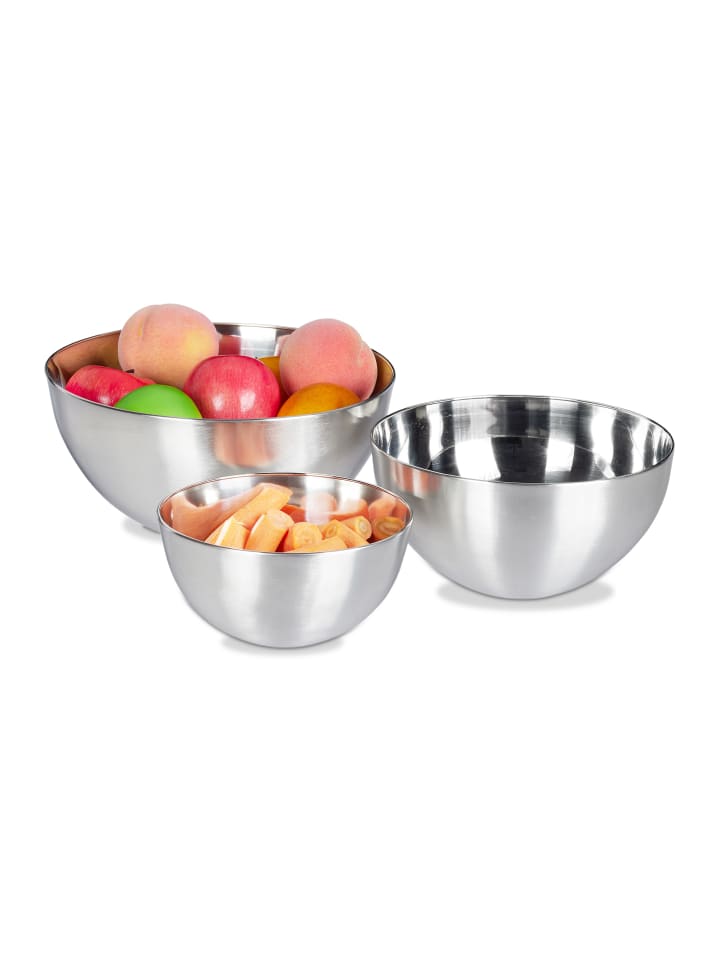 relaxdays Rührschüssel Set 3 teilig in Silber günstig kaufen onesize