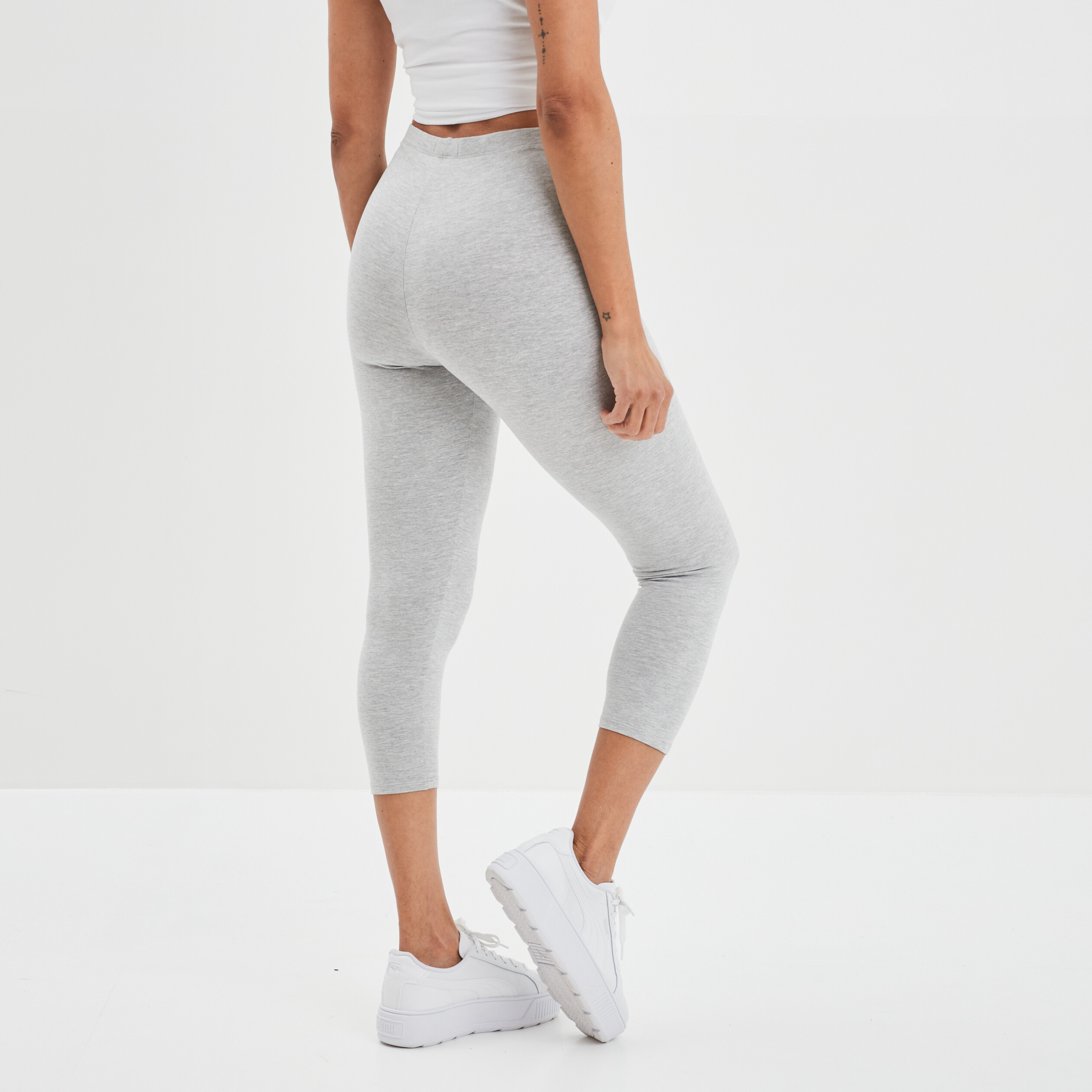 Legging 7 8ème taille élastiquée gris clair femme | La Halle