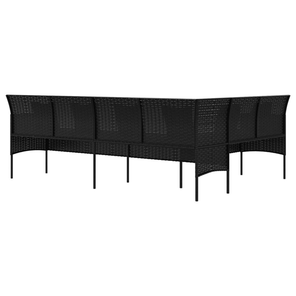 vidaXL Loungesofa Gartensofa in L-Form mit Kissen Schwarz Poly Rattan, 1 Teile
