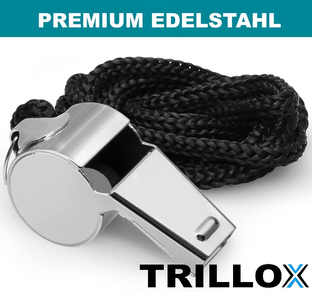MAVURA Trillerpfeife TRILLOX Trillerpfeife Set Schiedsrichterpfeife Metall, Notfallpfeife Trainingspfeife Signalpfeife [2er Set]