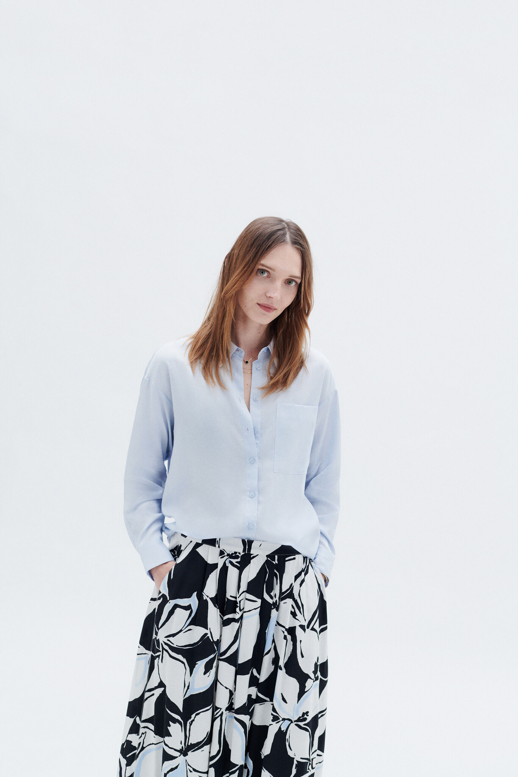 Chemise cabin bleu ciel femme
