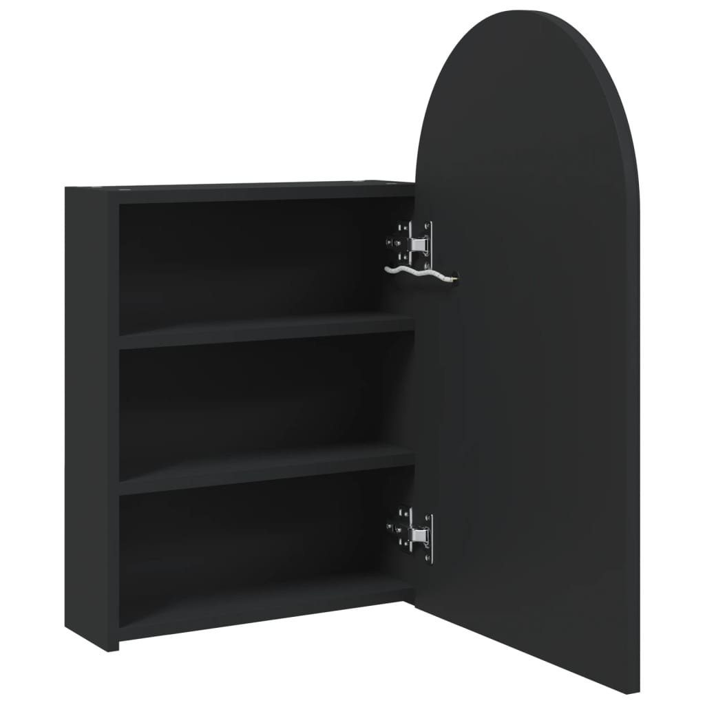 vidaXL Badezimmerspiegelschrank Spiegelschrank mit LED-Beleuchtung Gewölbt Schwarz 42x13x70 cm (1-St)