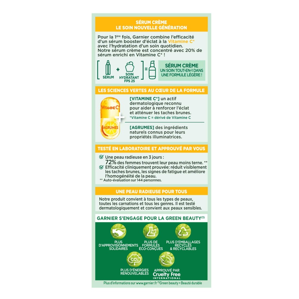 garnier Vitamine C Sérum Crème 2en1 Vitamine C Booster d'éclat