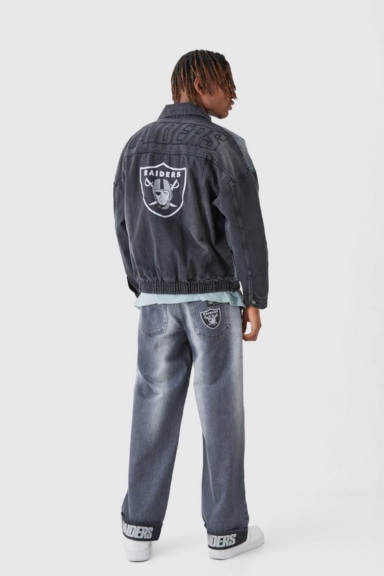 Lockere gespleißte Nfl Raiders Jeans mit Taschen