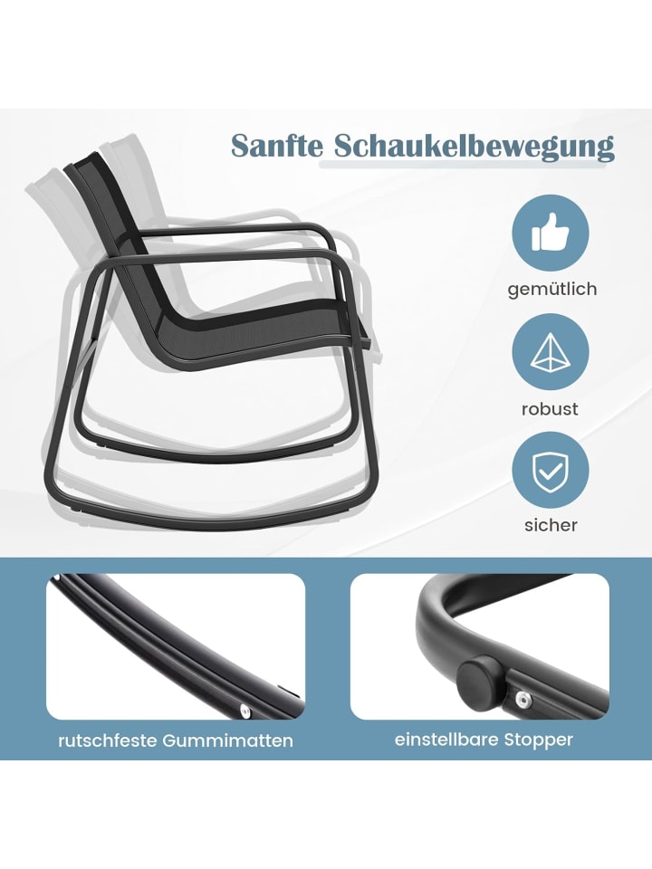 COSTWAY 4 tlg. Gartenmöbel Set mit Schaukelfunktion in Schwarz günstig kaufen onesize