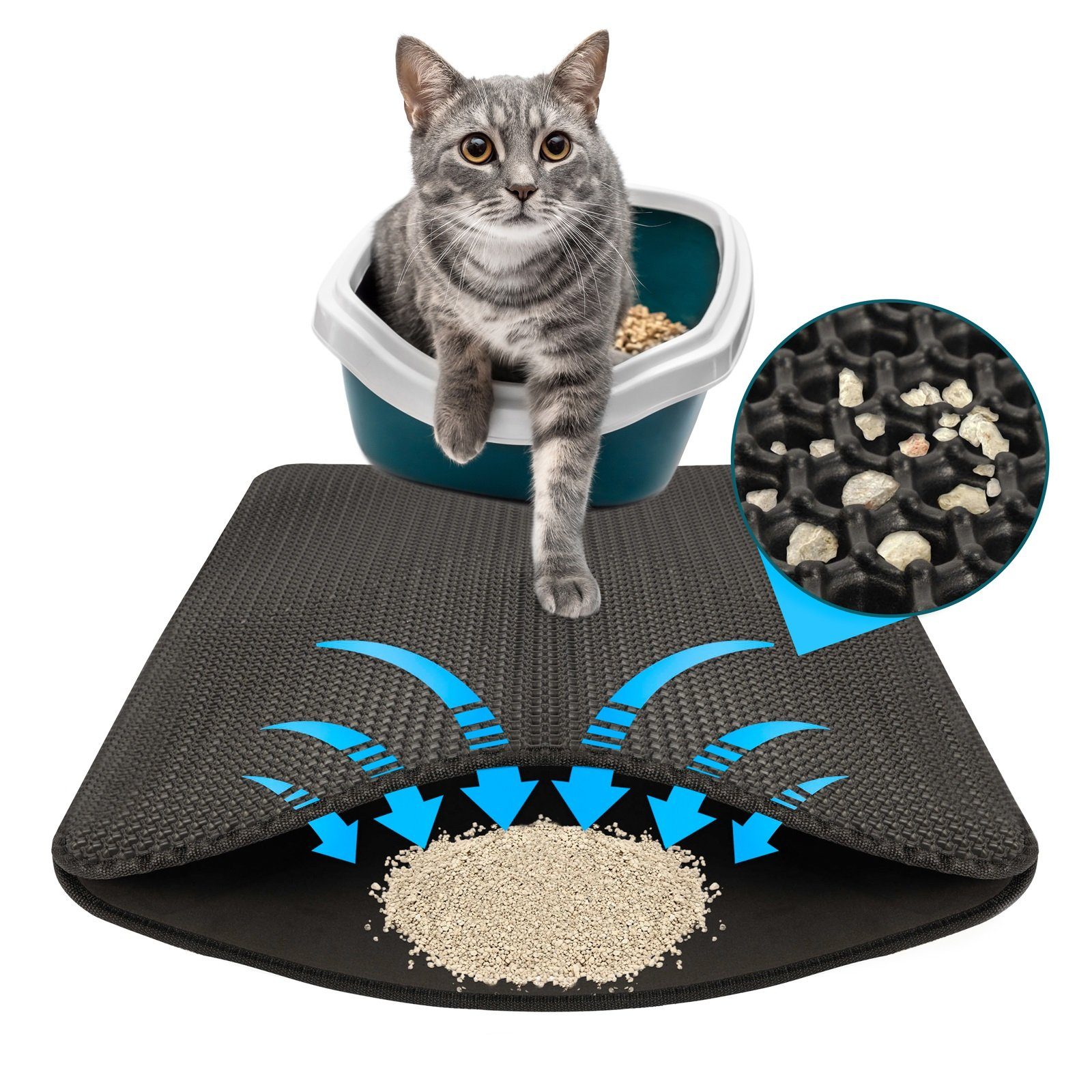 Kubus Katzentoilette Katzenstreumatte Kira, Doppelschichtiges Waben-Design, Verschiedene Farben
