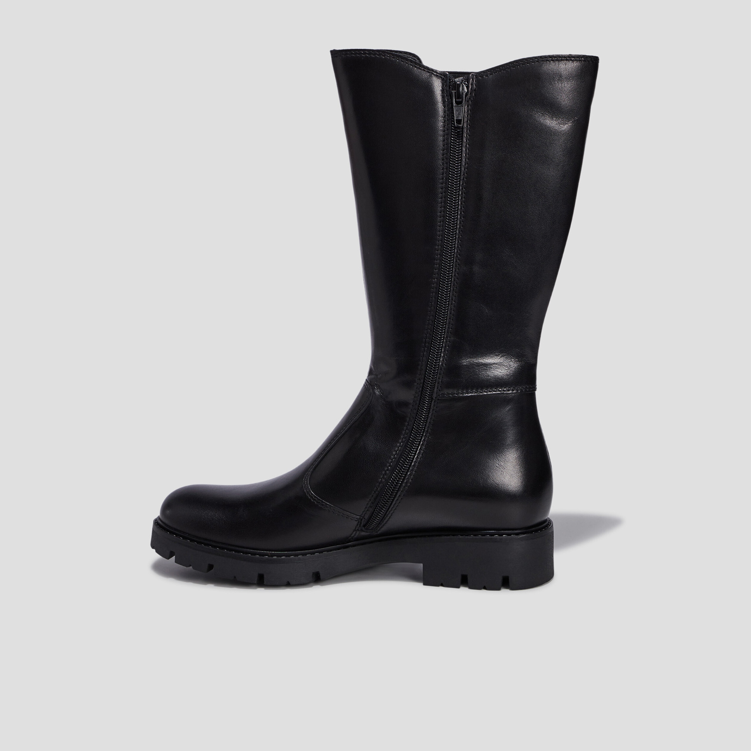 Bottes crantées en cuir noir fille | La Halle