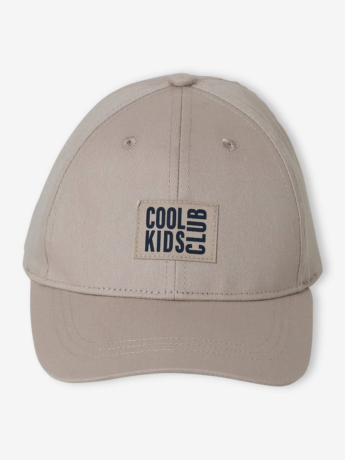 Casquette unie garçon brodée devant beige