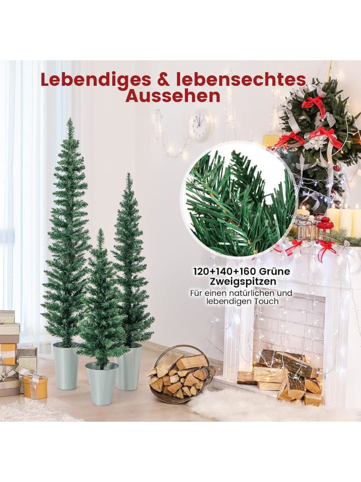 COSTWAY Künstliche Weihnachtsbäume 3 tlg. Set in Grün günstig kaufen 150 cm