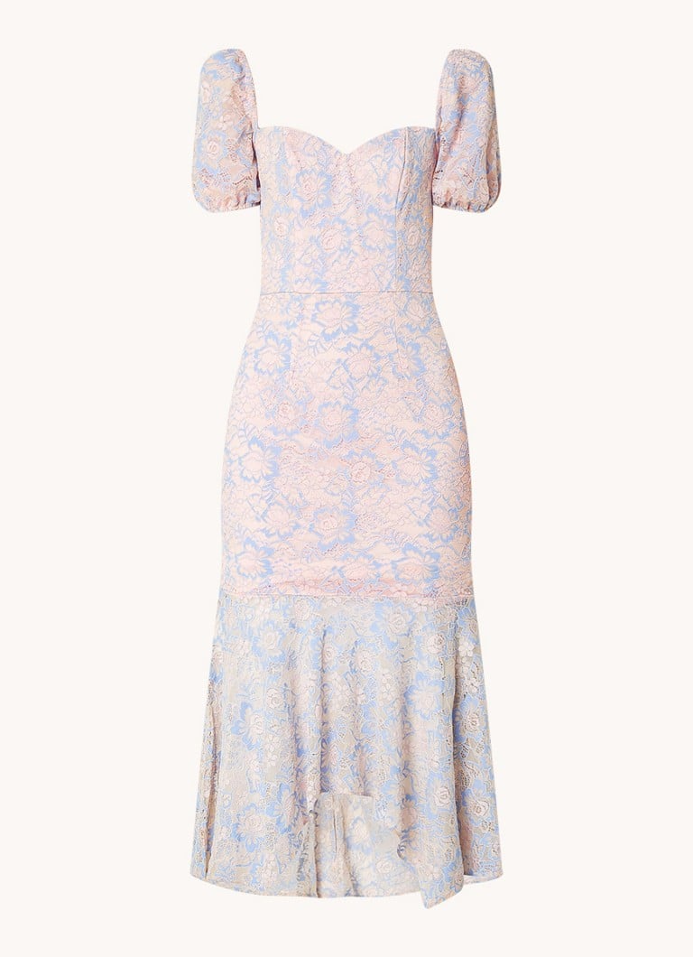 Chi Chi London Midikleid aus Spitze mit Puffärmeln