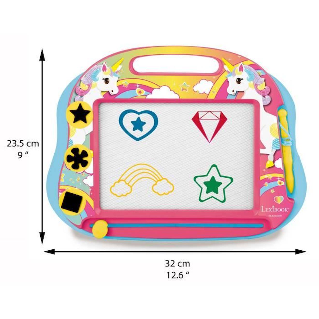 Ardoise magique Licorne format A5 avec accessoires magnétiques pour dessiner en couleurs