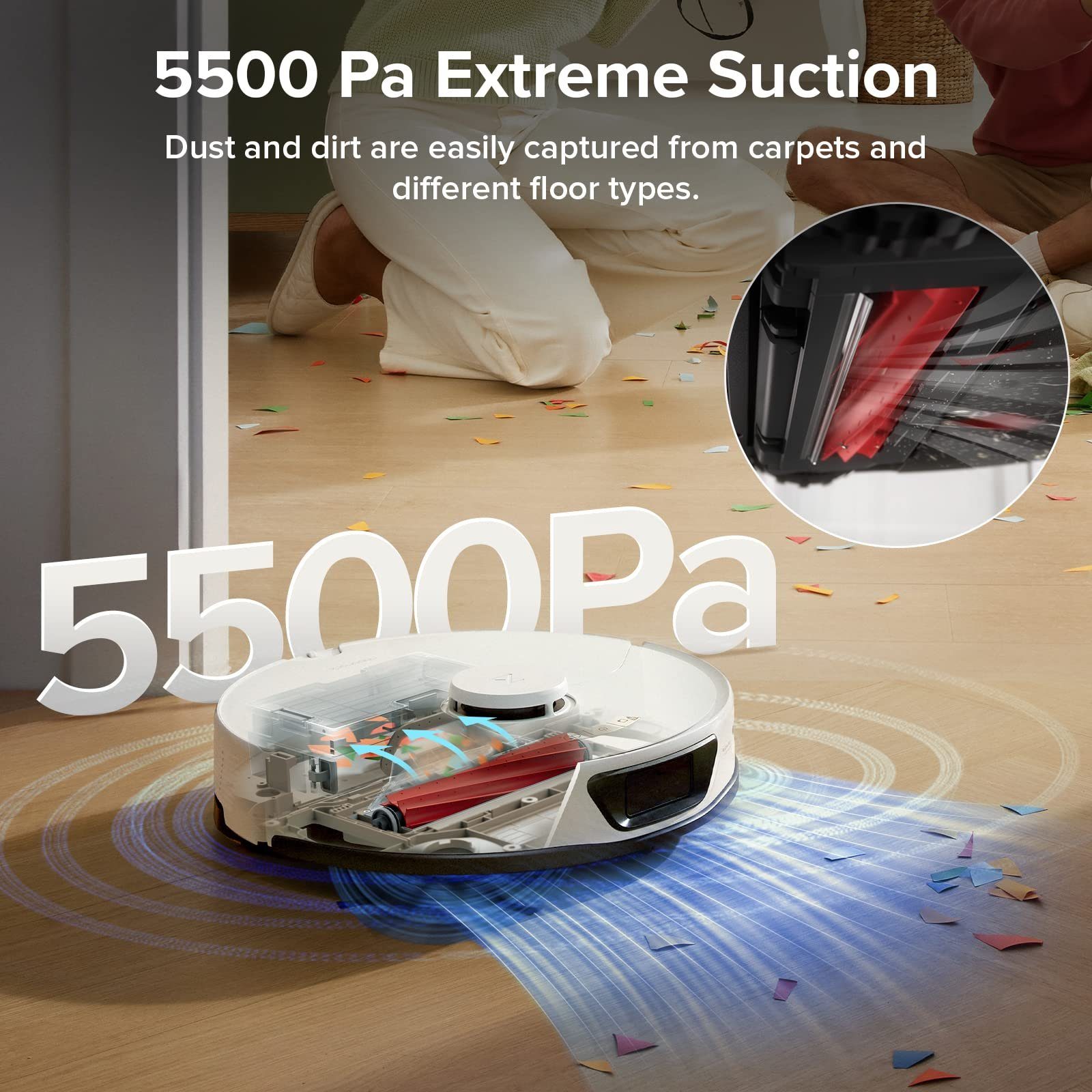 Roborock Saugroboter S7 Max Ultra, 60,00 W, 5500 Pa, Mit Selbstreinigend, selbsttrocknend, Upgrade zur Hindernisvermeidung, App und Sprachsteuerung (Upgrade von S7 Pro Ultra, VS S8 Pro Utra)