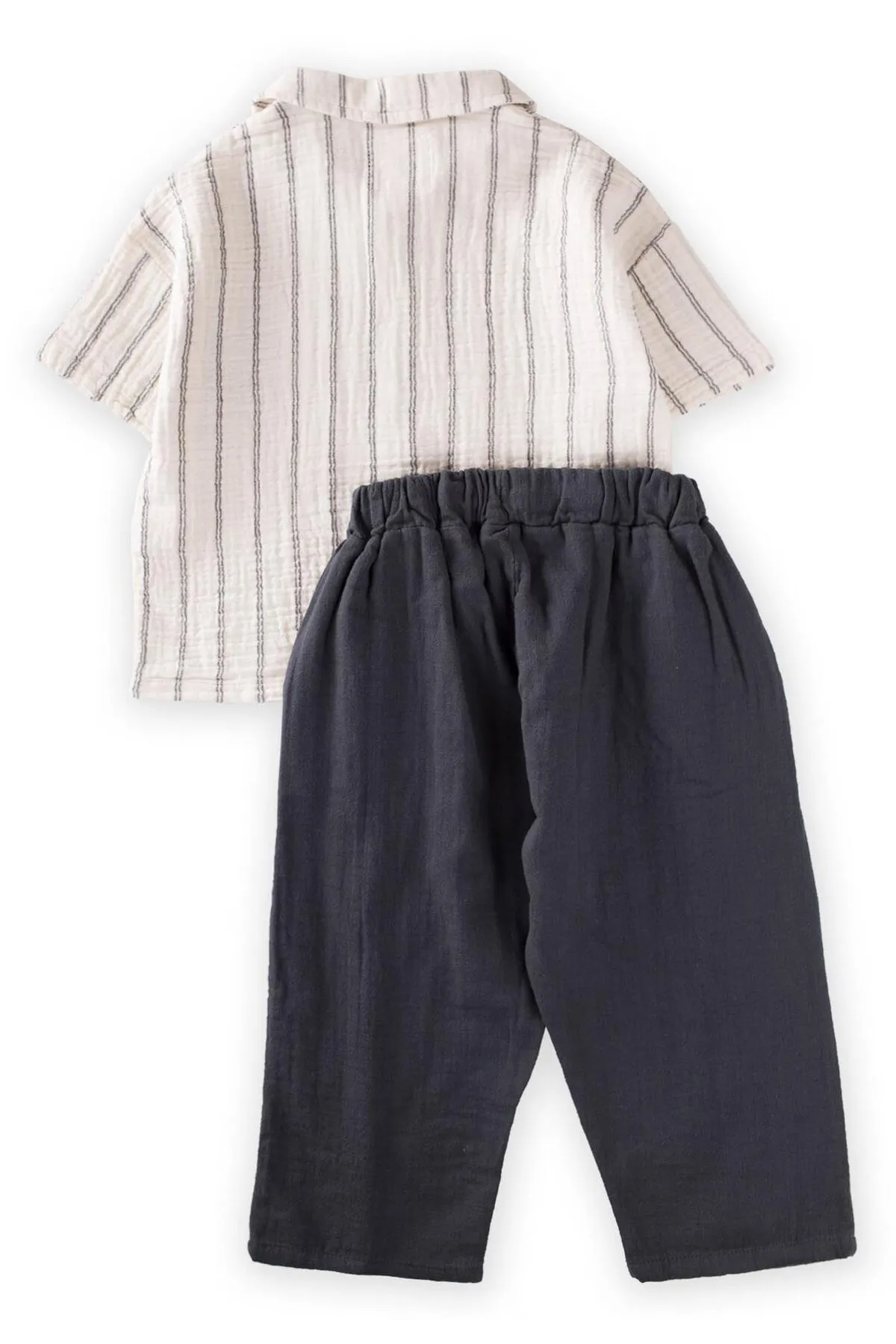 Cigit  Hawaii-Musselin-Hemd-Set, 2–8 Jahre, doppelt gestreift