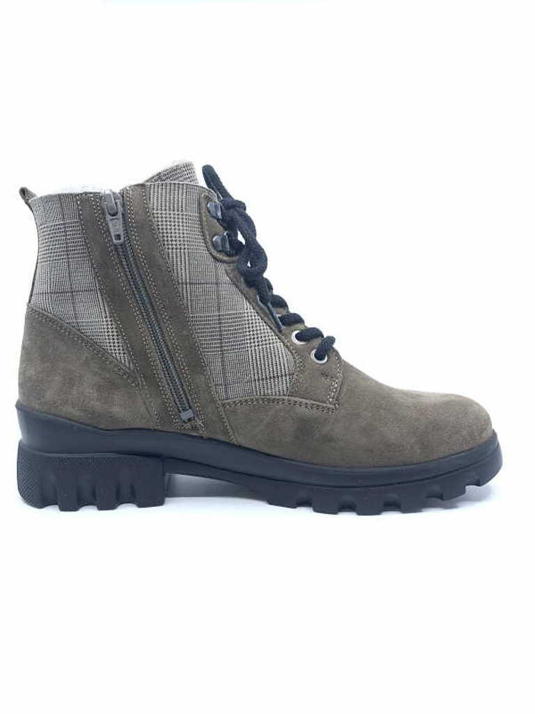 WALDLÄUFER Schnür-Stiefeletten braun VELOUR DOUBLEFACE-KARO