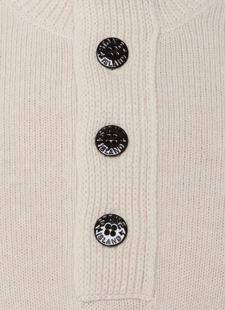 Stone Island 81155 fine knit wool blend sweater with logo