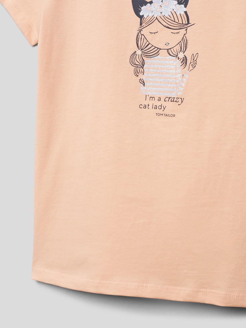 T-Shirt mit Motiv-Print in apricot