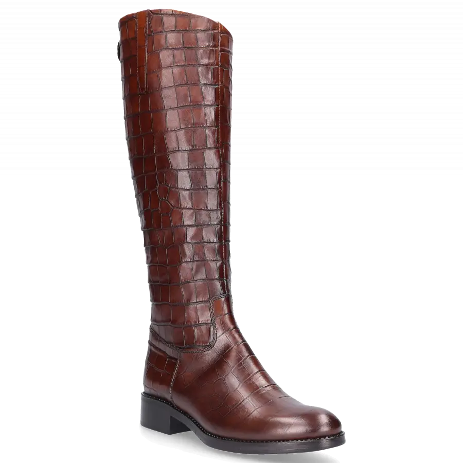 EN AVANT - Stiefel 920-19 Kalbsleder Krokodillederprägung braun - braun