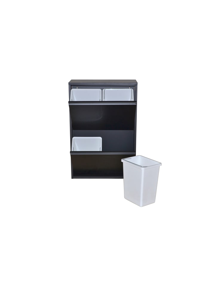 möbel-direkt Mülltrenner (2Klappen/4Eimer) Madrid in schwarz günstig kaufen 1 Stück