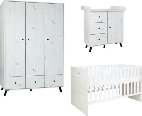arthur berndt Babyzimmer-Komplettset Babyzimmer Set Lavea 3-teilig, (Set, Babymöbel-Set Lavea: Kleiderschrank, Kinderbett und Wickelkommode)