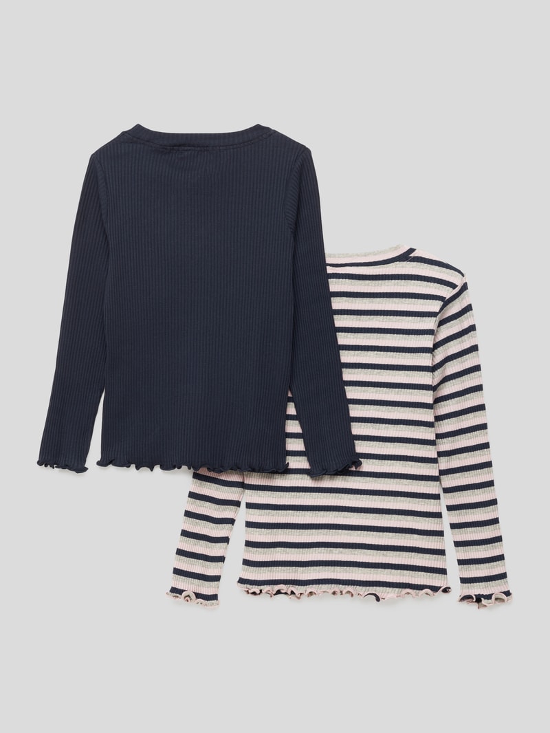 Longsleeve in Ripp-Optik Modell 'Emma' im 2er-Pack in marineblau