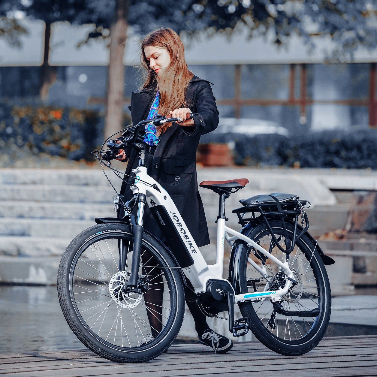 JOBOBIKE E-Bike 26'' E-Bike Elektrofahrrad E-Cityrad Damen Herren, 7 Gang Acera RD-M360 Schaltwerk, Kettenschaltung, Mittelmotor, (mit Aufprallschutz, Aluminium-Rahmen, Shimano Kettenschaltung), mit Schnellverschlusssystem, schnelle Sitzverstellung