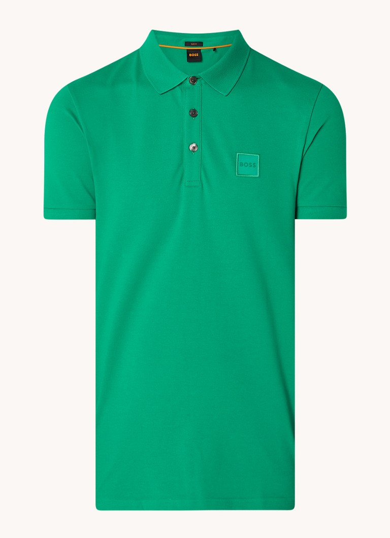 Polo HUGO BOSS Passenger slim fit em piqué de algodão com logotipo.