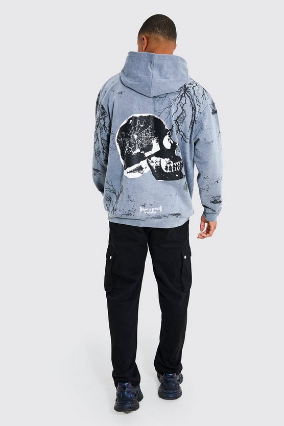 Oversize Hoodie mit Totenkopf-Print