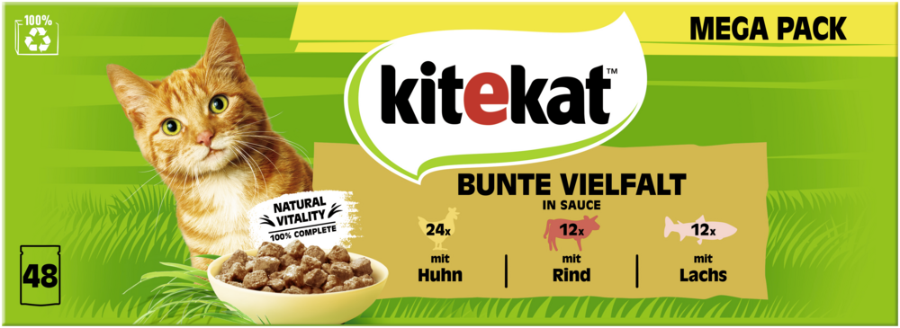 KITEKAT ™ Portionsbeutel Multipack Bunte Vielfalt in Sauce 3 Varietäten 48 x 85g