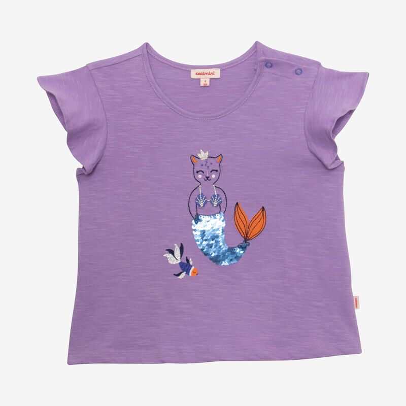 T-shirt fille sirène-chat violet Catimini