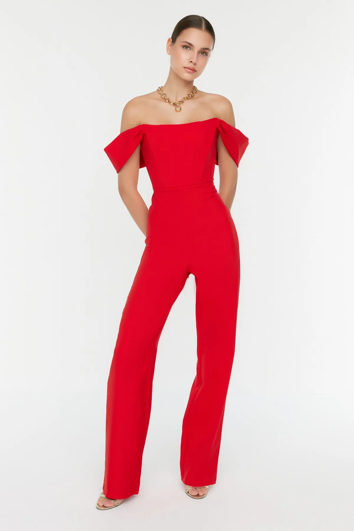 Trendyol Collection  Rot gefütterter Bügel-Overall TPRSS22TU0070