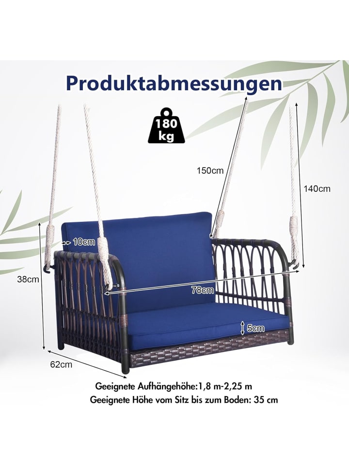 COSTWAY Hängesessel 180kg belastbar in Blau günstig kaufen onesize