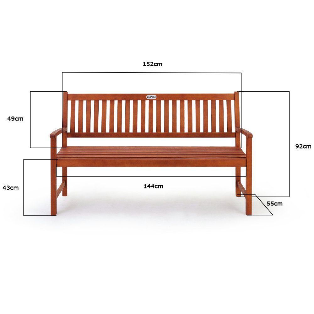 Deuba Gartenbank Maxima, Wetterfest Eukalyptus Holz FSC® 152x55x90cm 395kg Belastbarkeit
