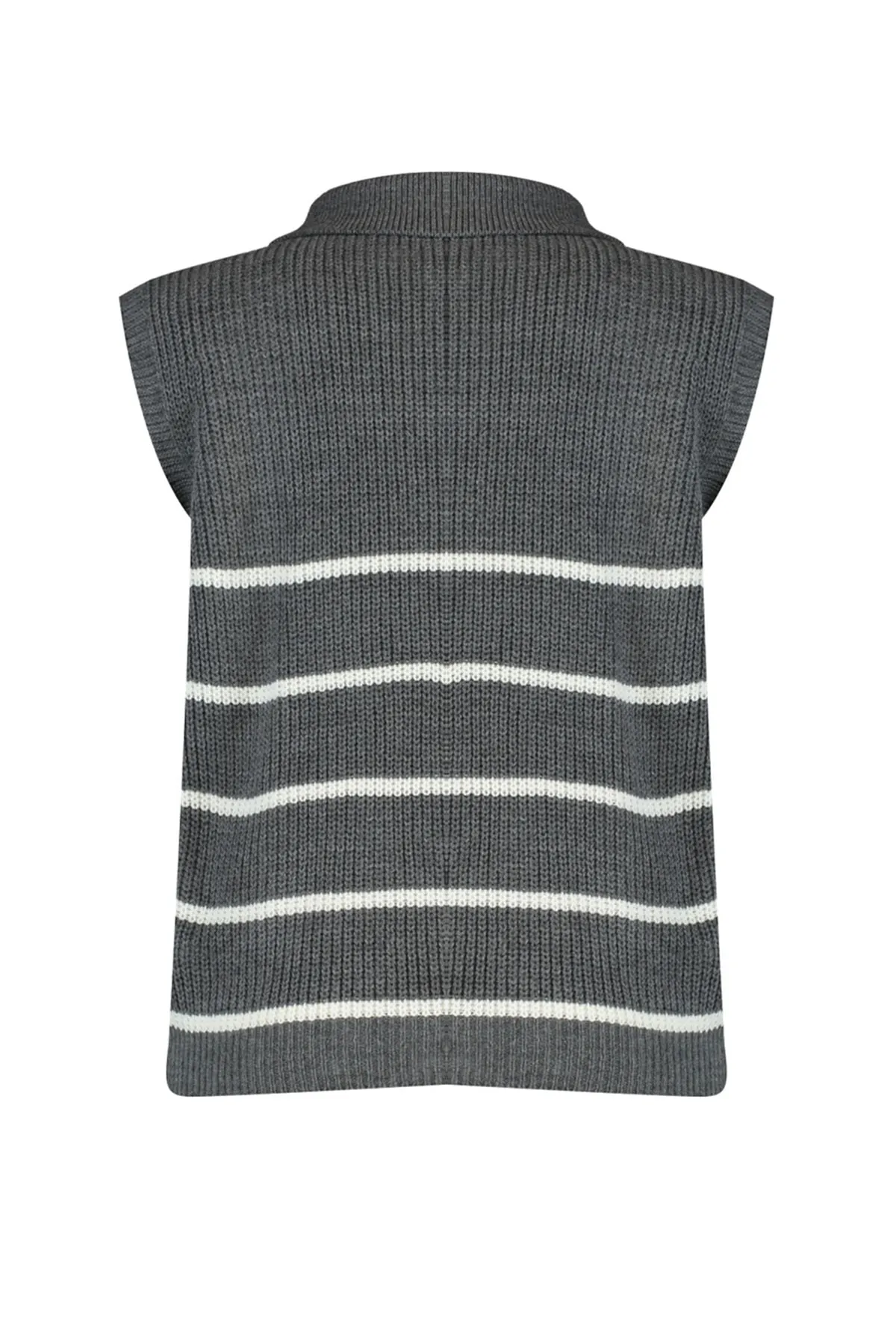 Trendyol Collection  Anthrazitfarbener Strick-Saugnapf mit Streifen und Reißverschluss TWOAW23SV0007