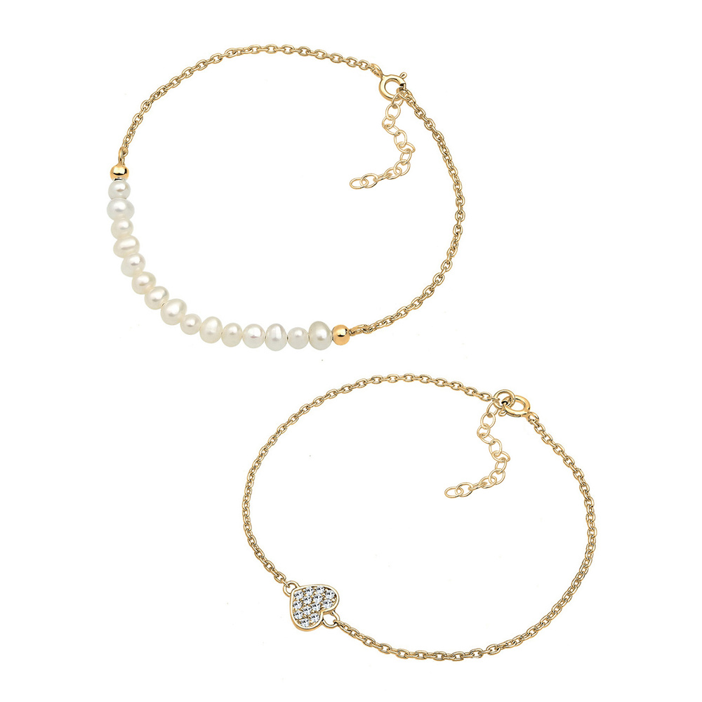 Elli Elli Bracelet Femme Pendentif en Forme de Coeur avec Cristaux en Argent Sterling  Bracelet